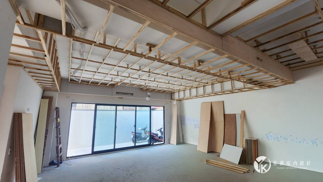 新成屋裝潢施工現場-天花板木作基礎工程
