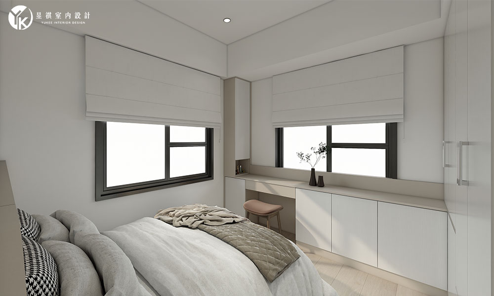 21-23 高雄小坪數裝潢 20坪臥室書桌與收納整合設計