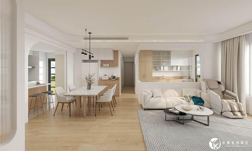 台南安平裝潢案例-公領域開放式格局與光域書房全景