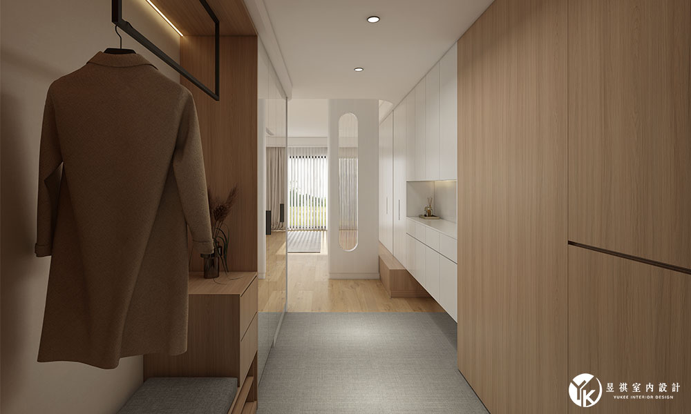 現代北歐風室內設計-收納櫃牆面與隱形門片廊道設計