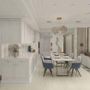 台南安平室內設計 國泰UNI PARK餐廳與玄關空間設計 開放式客餐廳3D效果圖