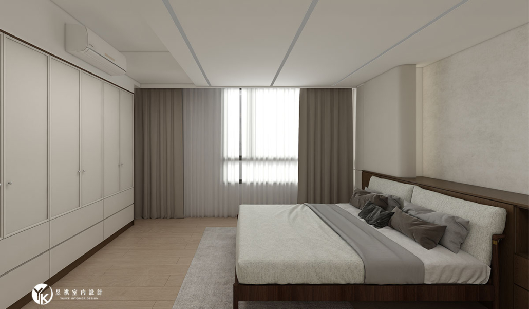 連建3D主臥床鋪與整排衣櫃13 臺南安南區連建拾初主臥床鋪與整排衣櫃3D效果圖