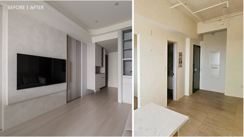 鉑愛悅空間設計 鉑愛悅客廳電視牆與收納櫃 Before After 設計案例